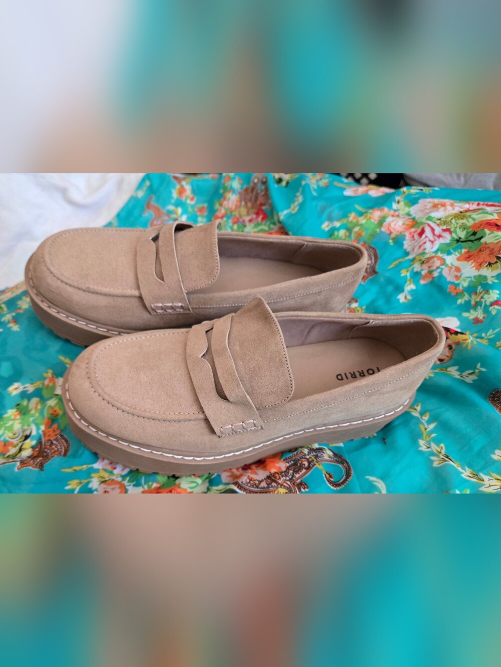 Torrid Suede Platform Penny Loafers - Beige
